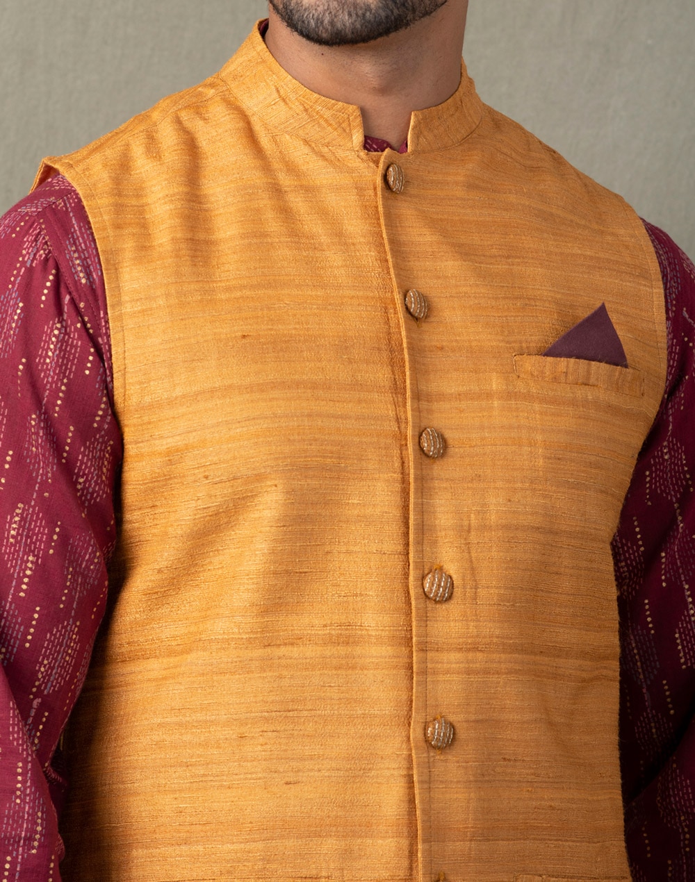 Silk Tussar Ghicha Nehru Jacket