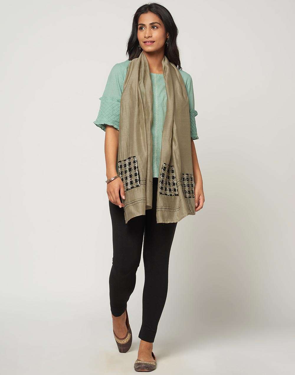 Cotton Silk Embroidered Stole