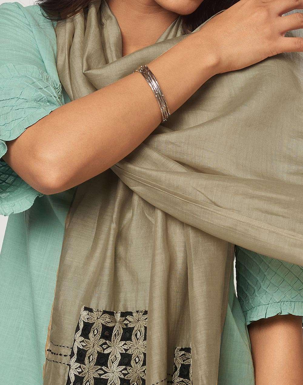 Cotton Silk Embroidered Stole