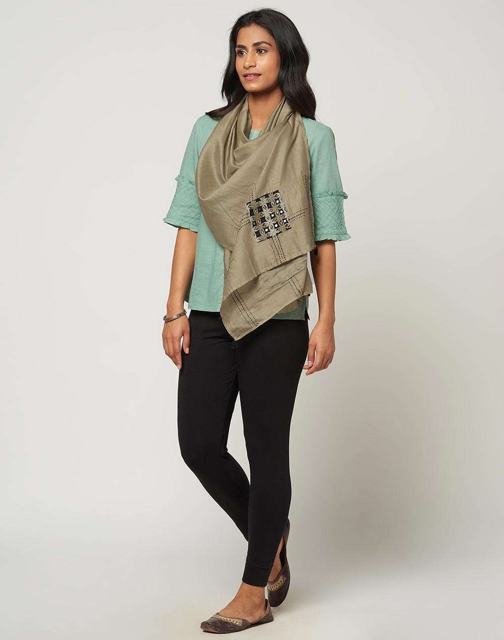 Cotton Silk Embroidered Stole