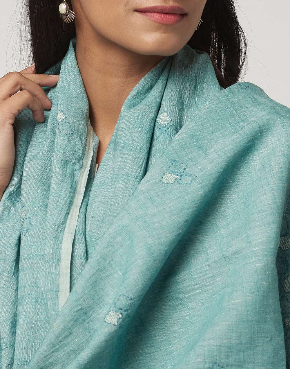 Linen Cotton Embroidered Stole