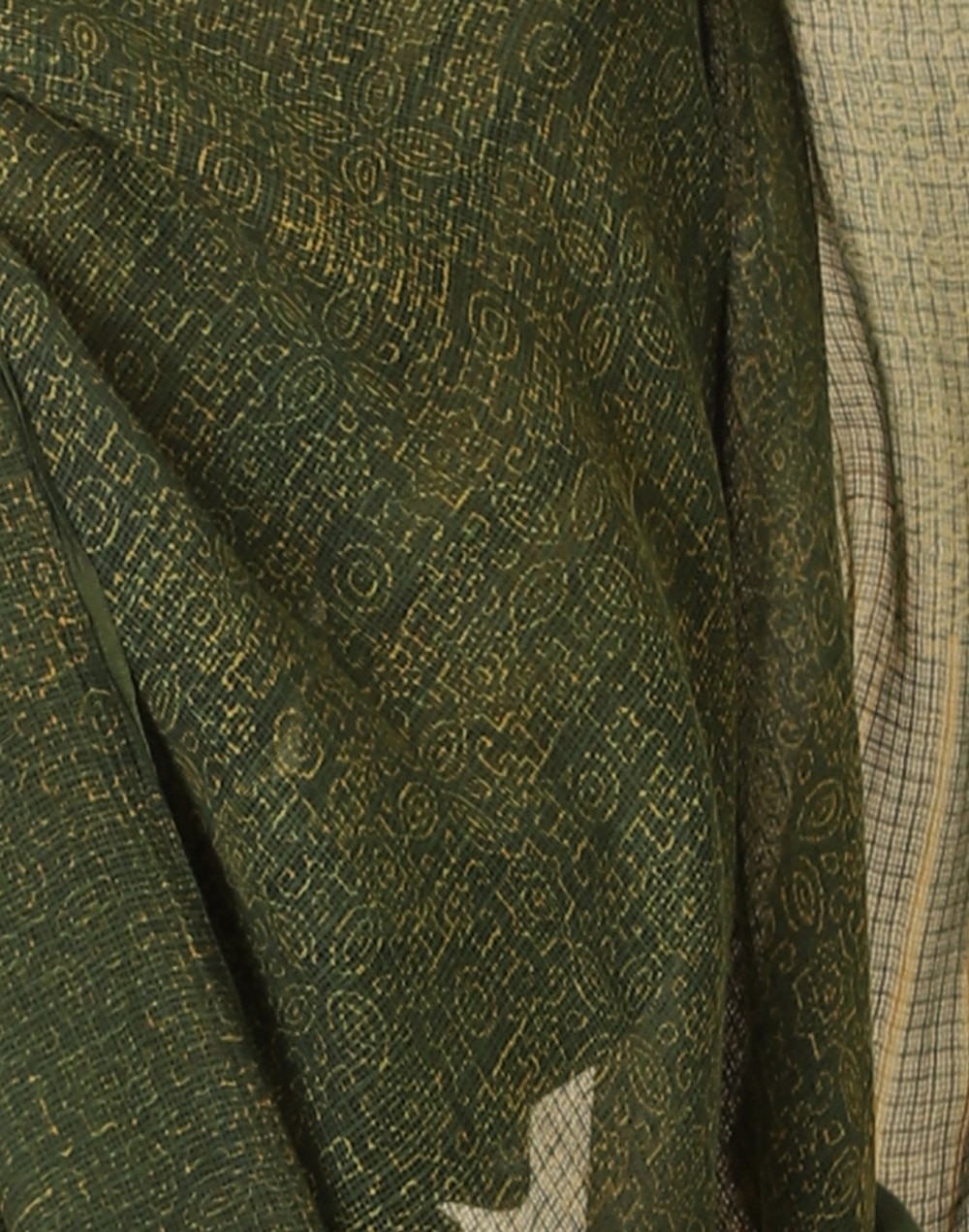 Green Cotton Silk Kota Printed Stripe Palla Dupatta