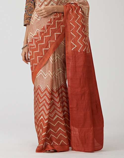 Silk Tussar Printed Sari Silk Tussar Printed Sari