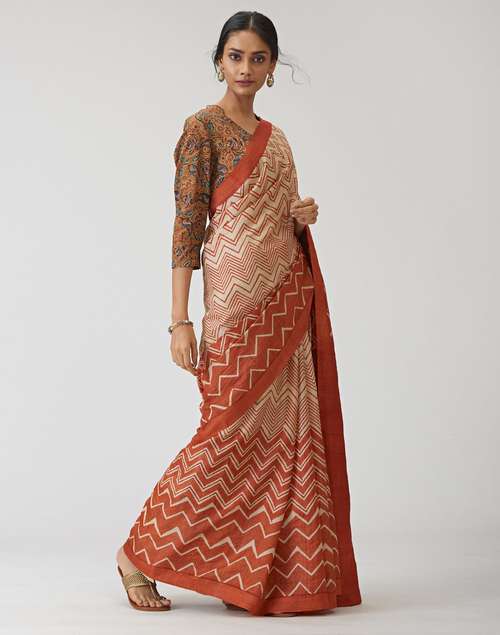 Silk Tussar Printed Sari Silk Tussar Printed Sari