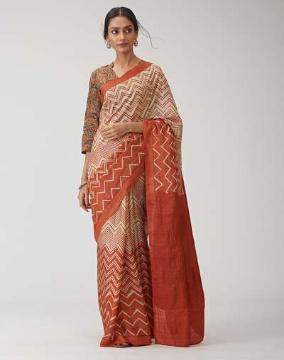 Silk Tussar Printed Sari Silk Tussar Printed Sari