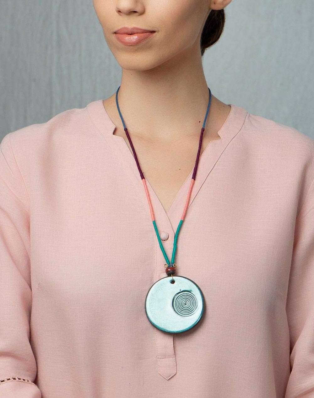 Ceramic Green Matinee Necklace