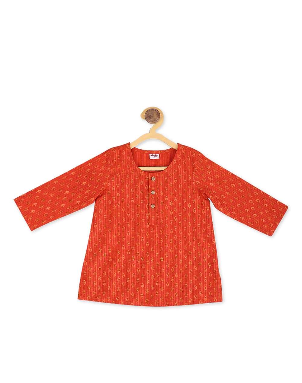 Cotton Nagari Block Printed Long Kurta