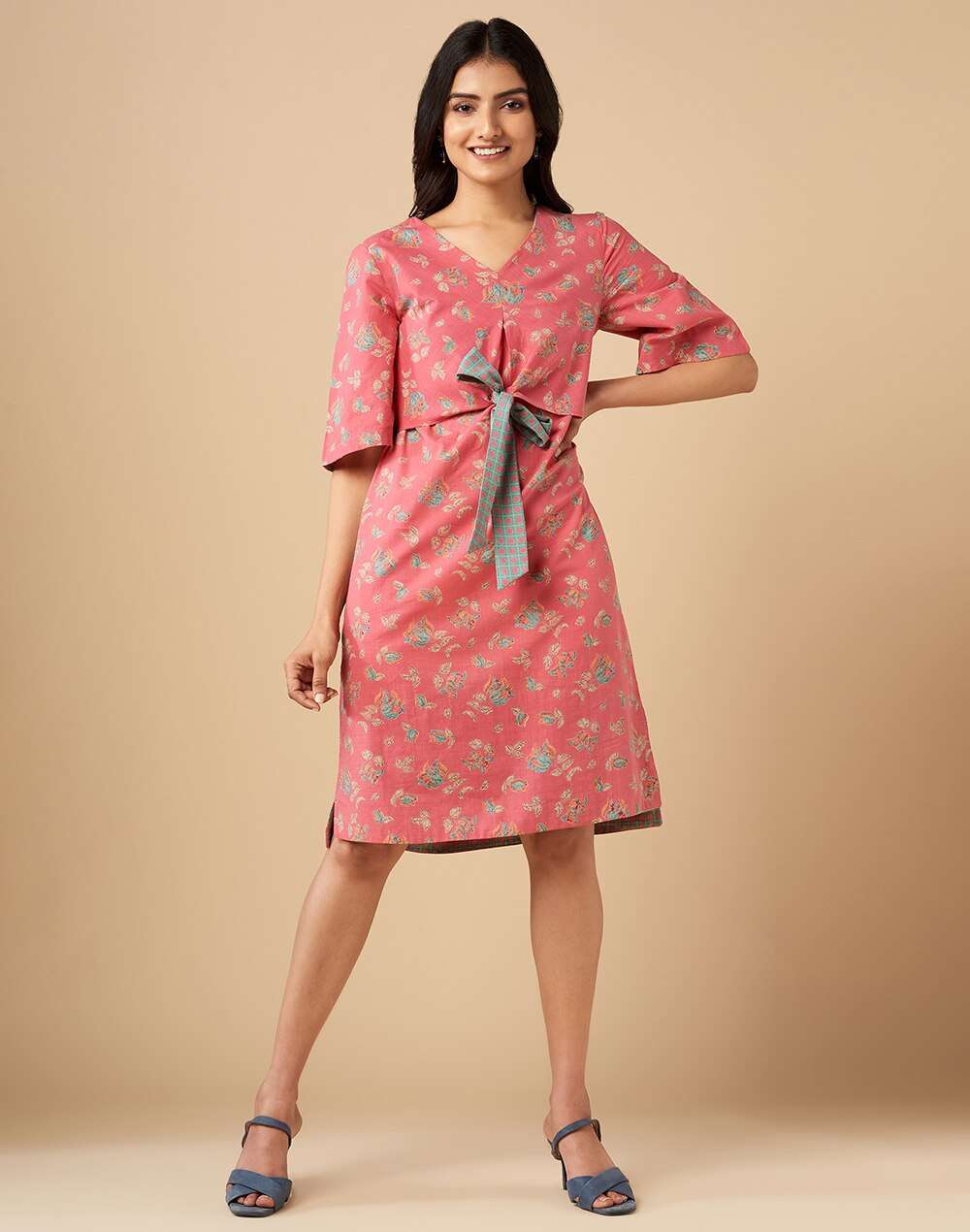 Cotton Printed Knee Length Dress