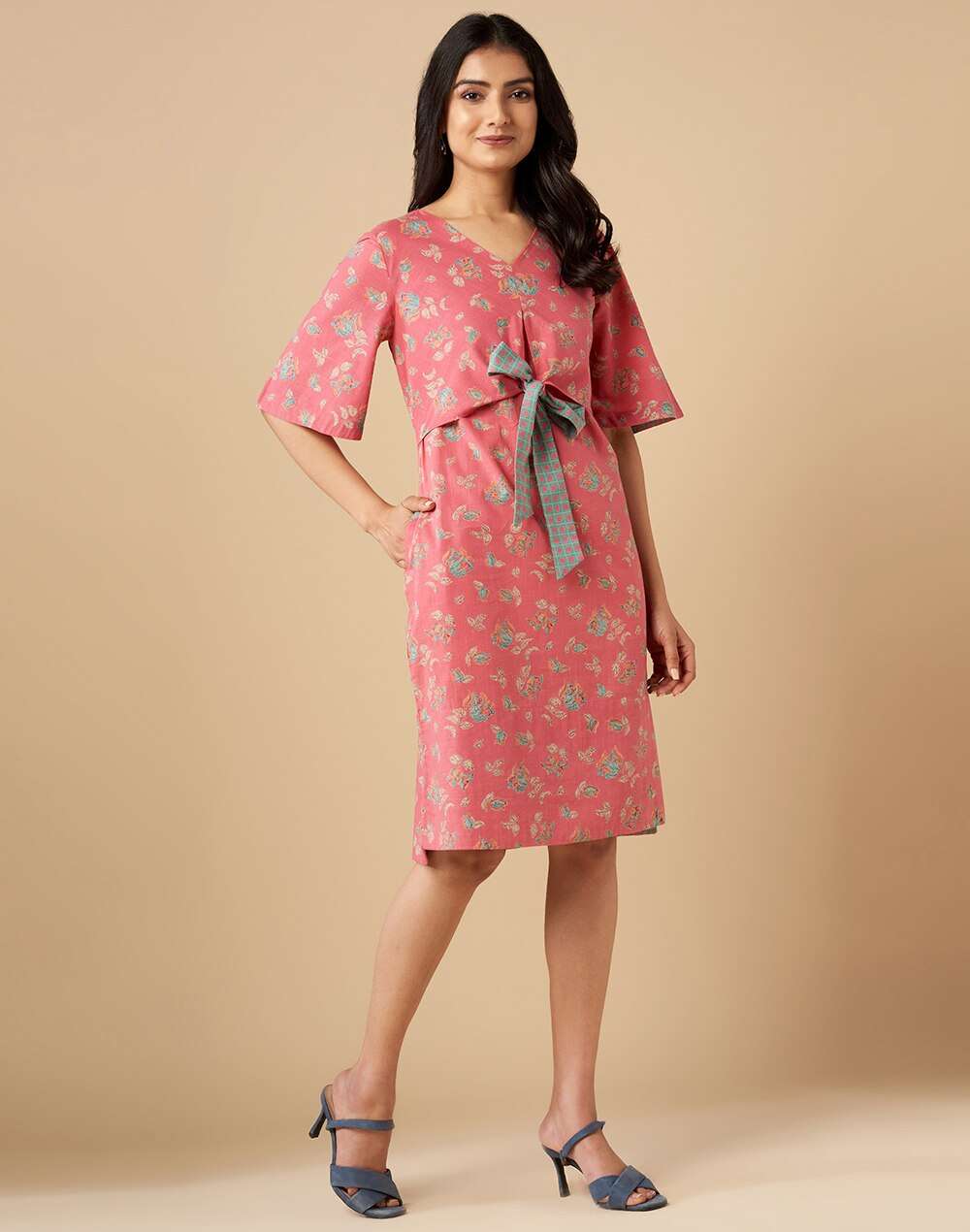 Cotton Printed Knee Length Dress