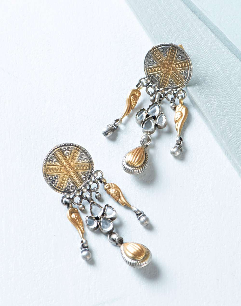 Silver Two Tone Dangler Earrings