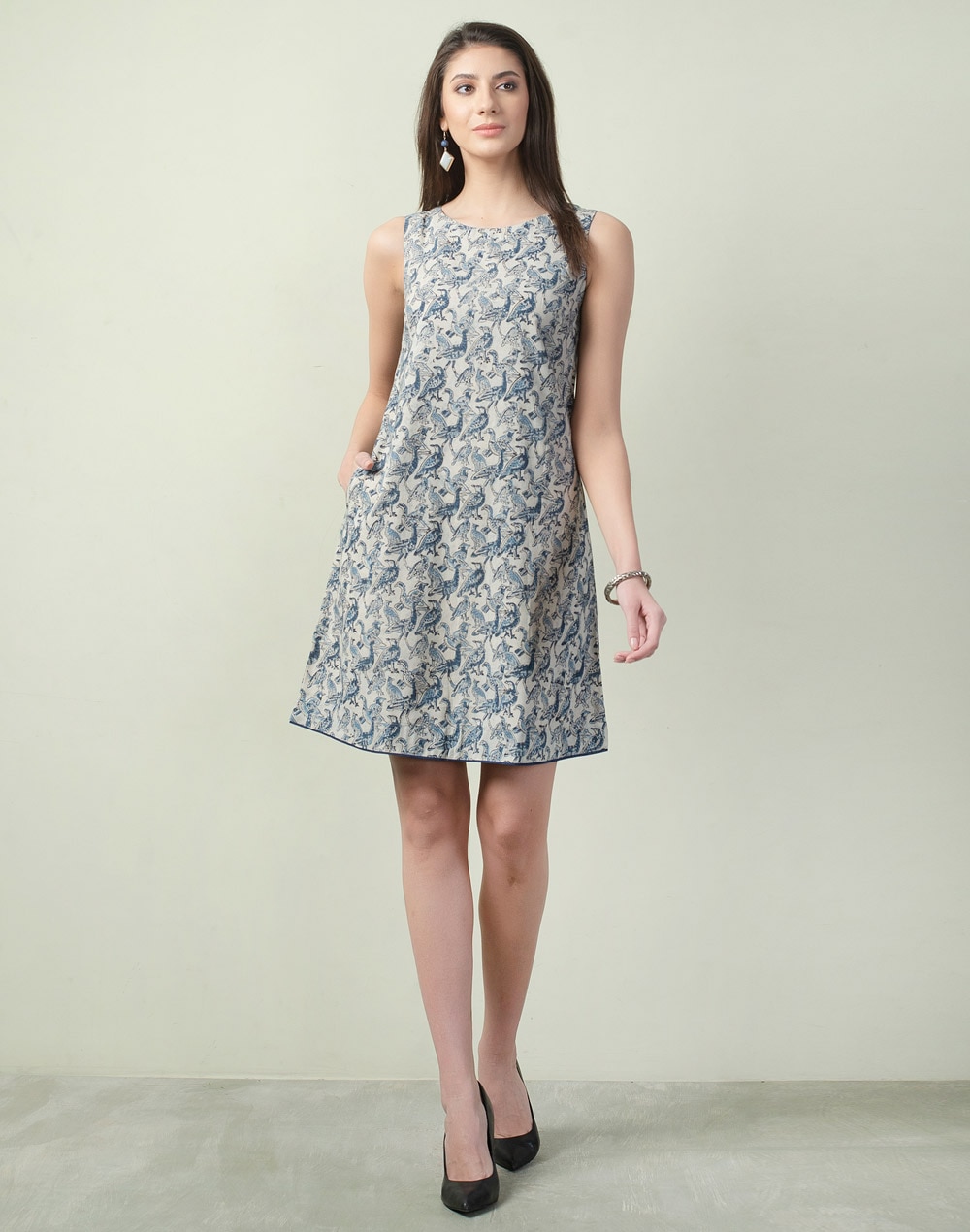 Cotton Slub Printed Dress