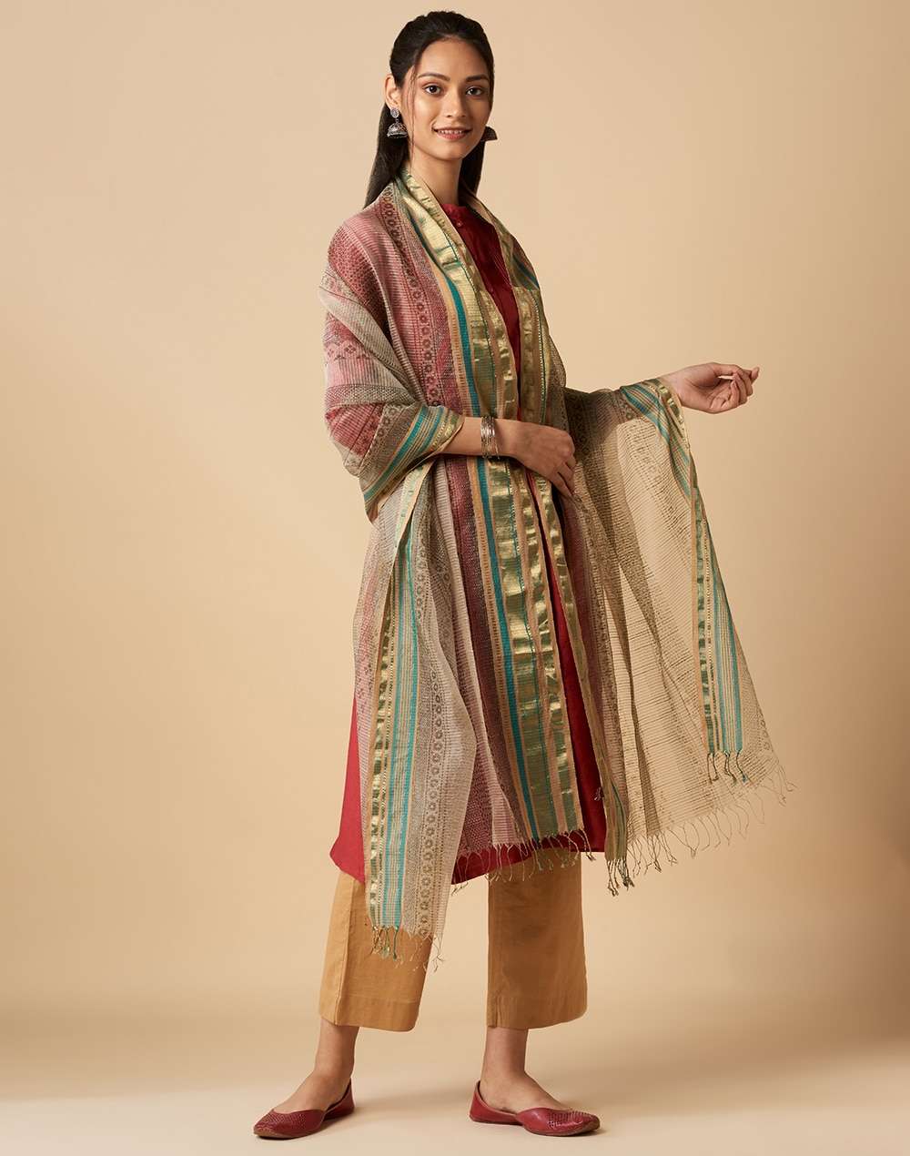 Cotton Silk Maheshwari Printed Dupatta