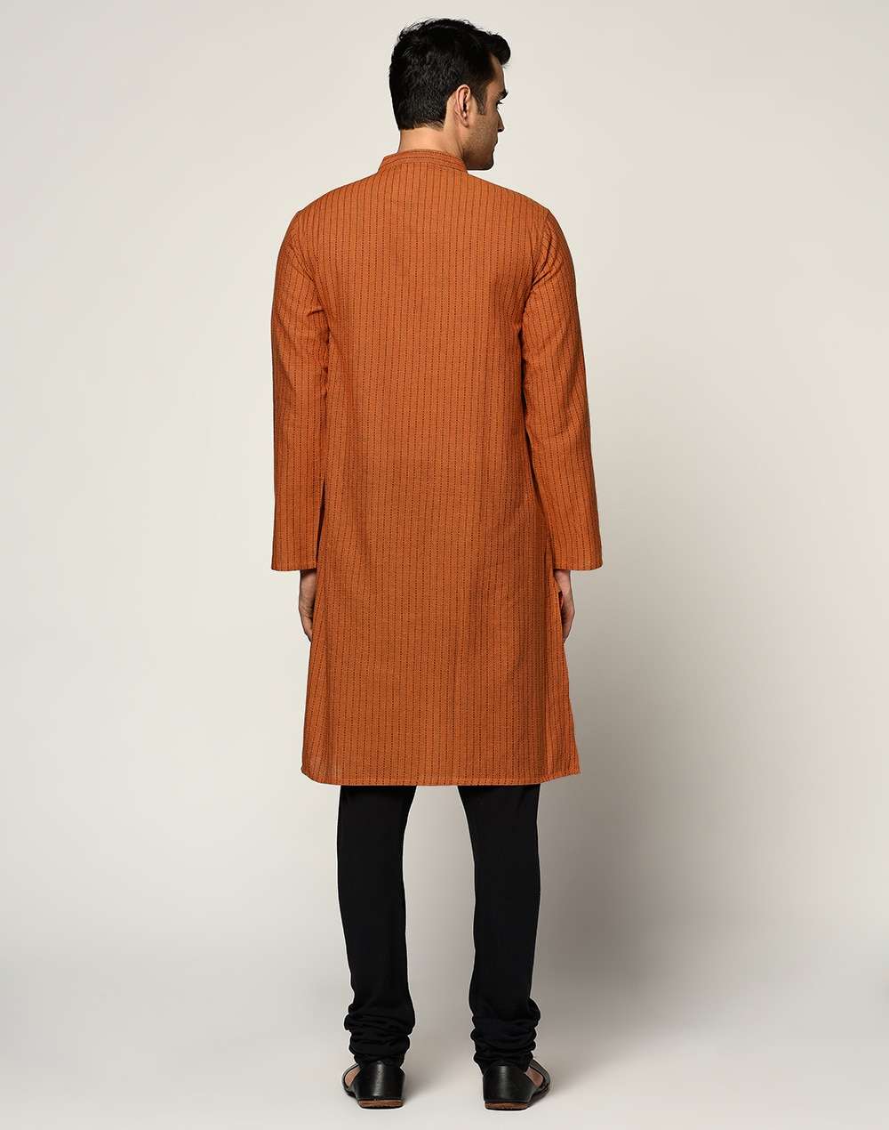 Orange Cotton Dobby Long Kurta