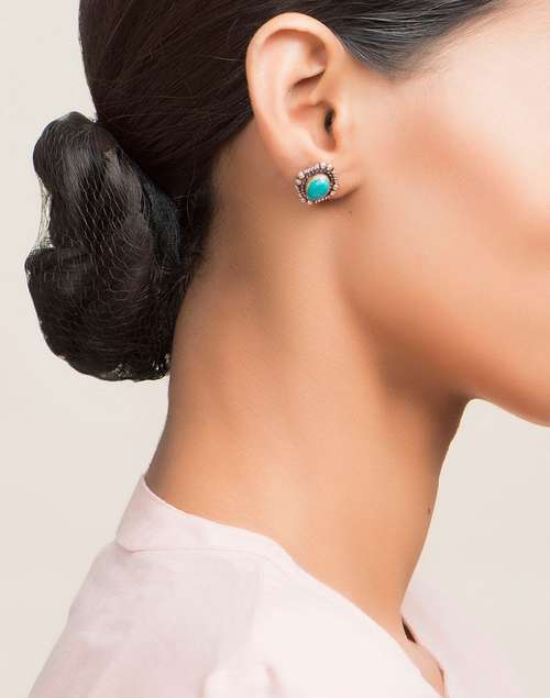 Silver Turquoise Stud Earrings Silver Turquoise Stud Earrings