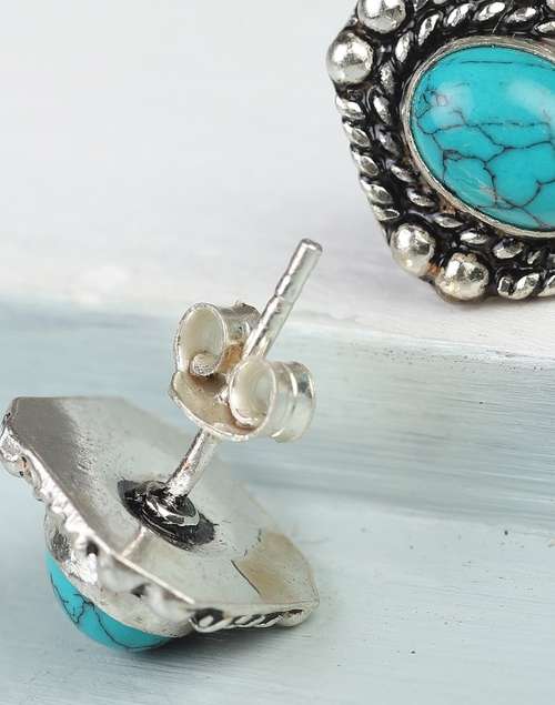 Silver Turquoise Stud Earrings Silver Turquoise Stud Earrings
