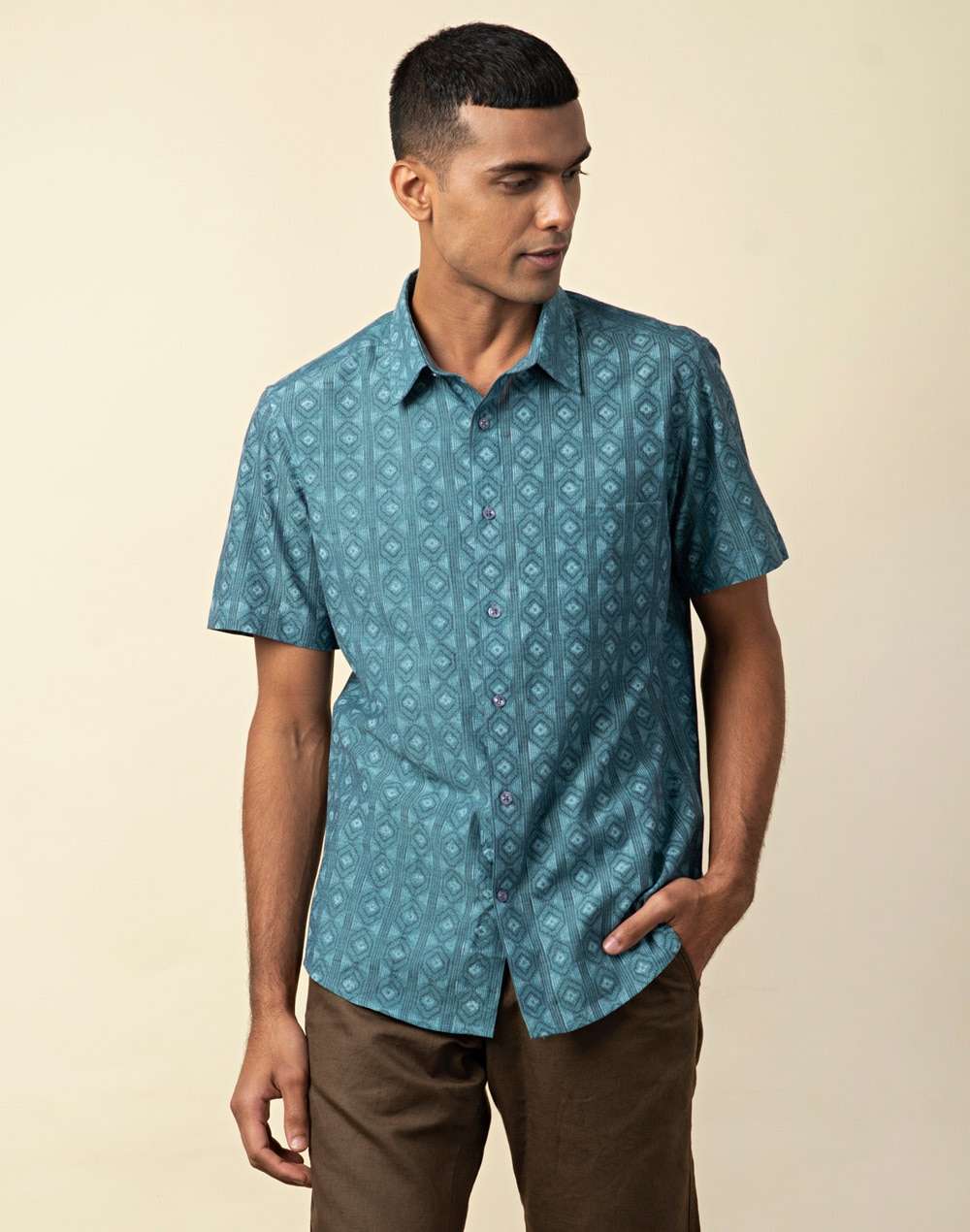 Cotton Printed Slim Fit Shirt