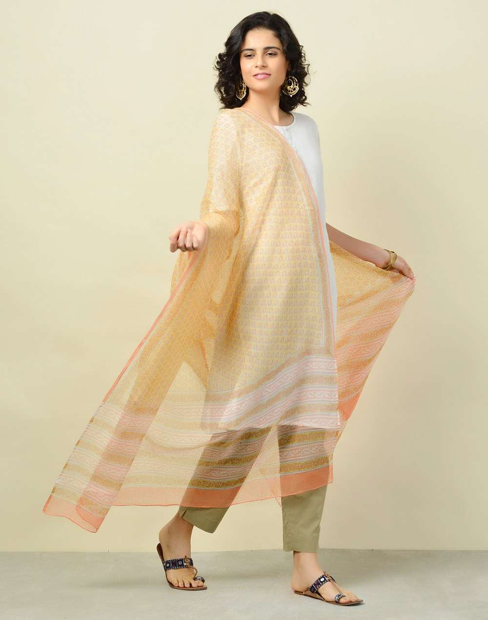 Cotton Silk Hand Block Print Dupatta