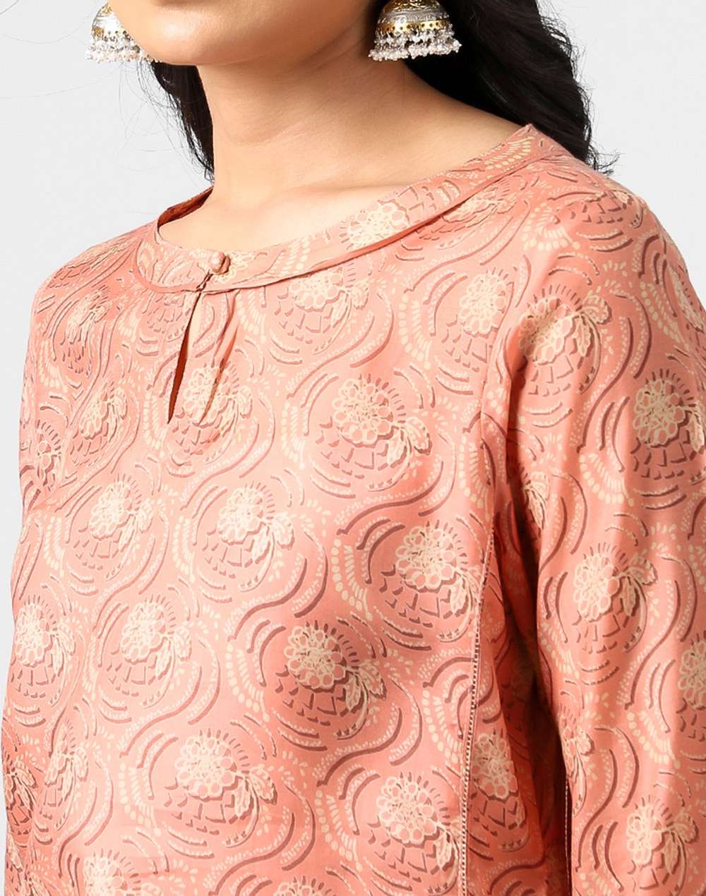 Cupro Lyocell Printed Knee Length Kurta