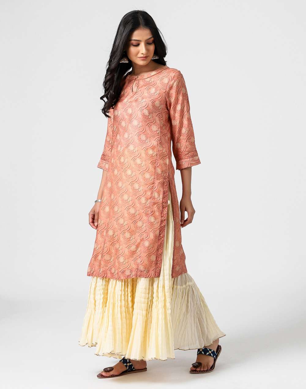 Cupro Lyocell Printed Knee Length Kurta