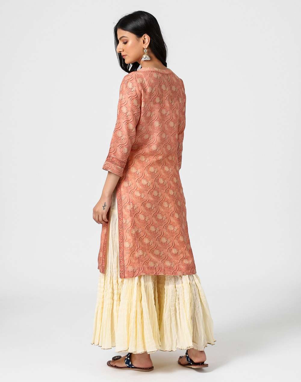 Cupro Lyocell Printed Knee Length Kurta