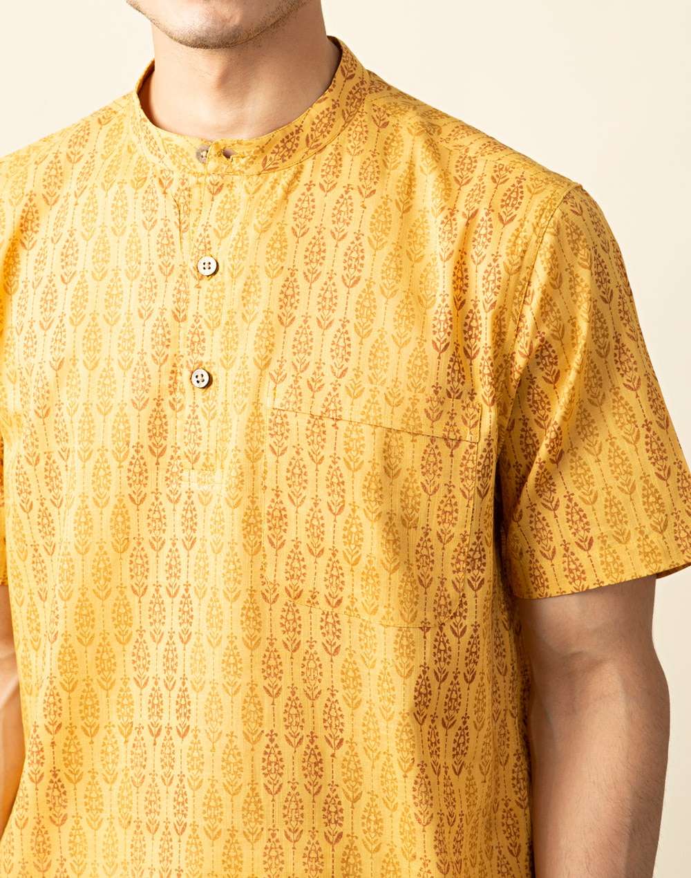 Cotton Printed Mid Placket Shirt