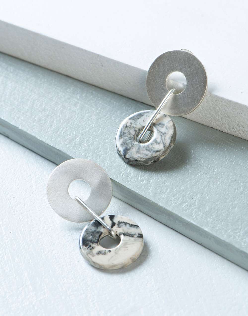 Metal Grey Dangler Earrings