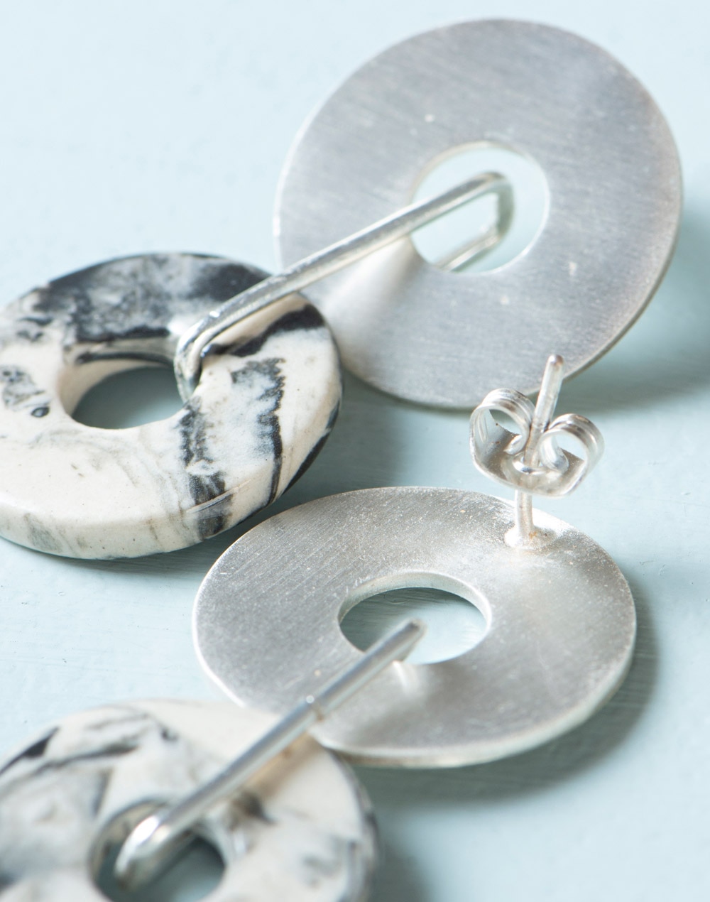 Metal Grey Dangler Earrings