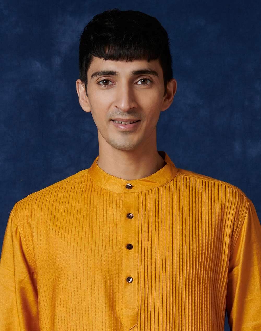 Orange Viscose Silk Pintuck Short Kurta