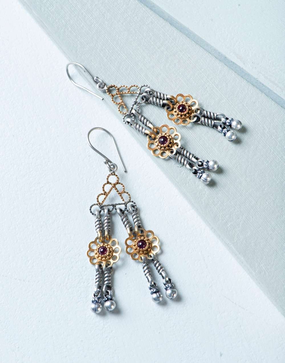Silver Two Tone Dangler Earrings