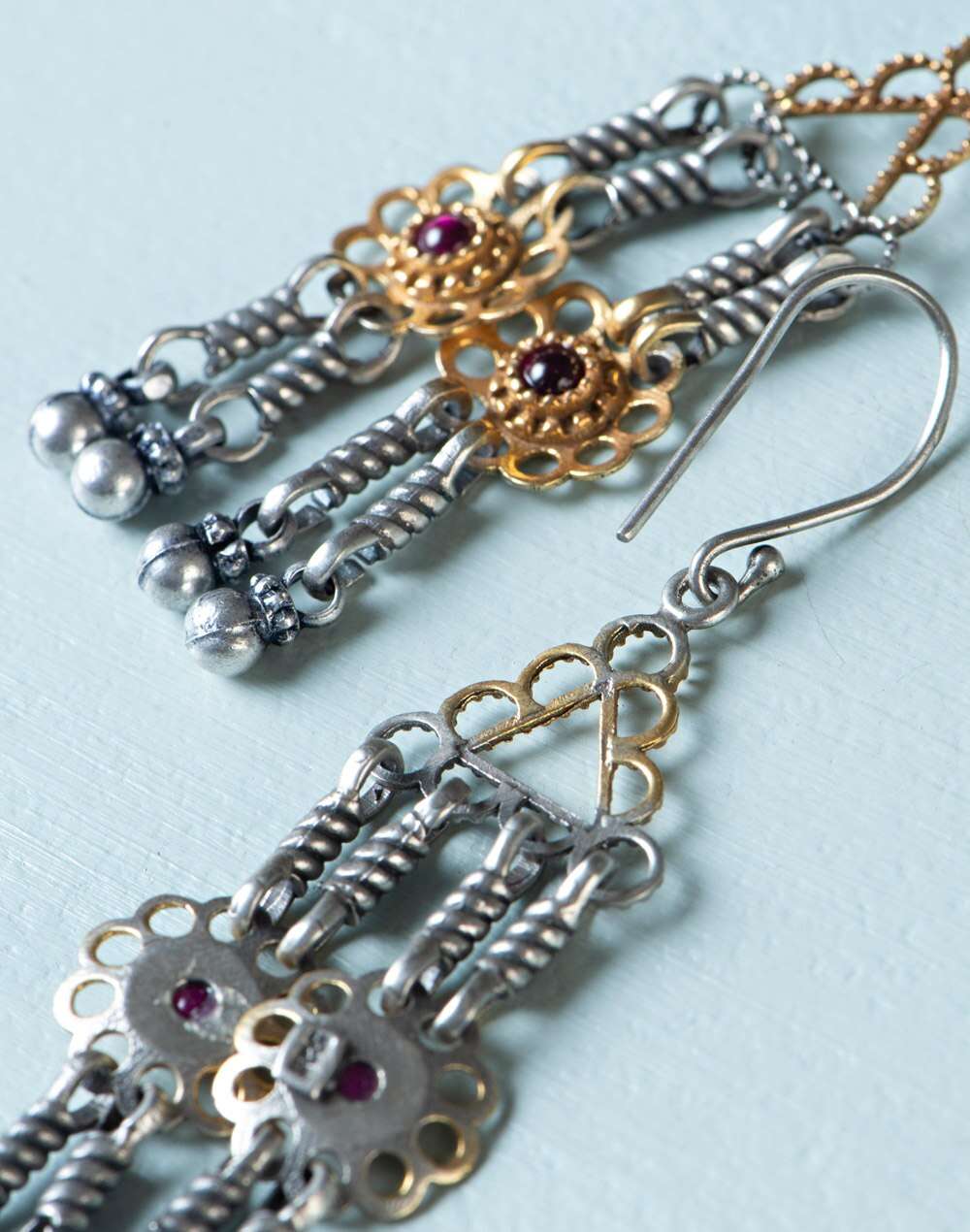 Silver Two Tone Dangler Earrings