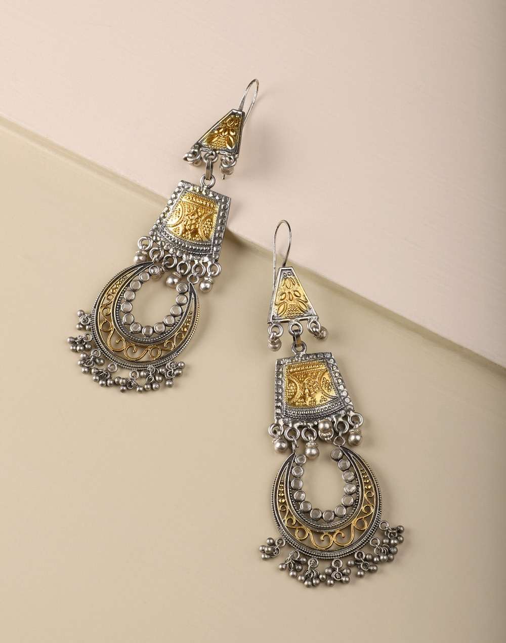 Silver Two Tone Dangler Earrings