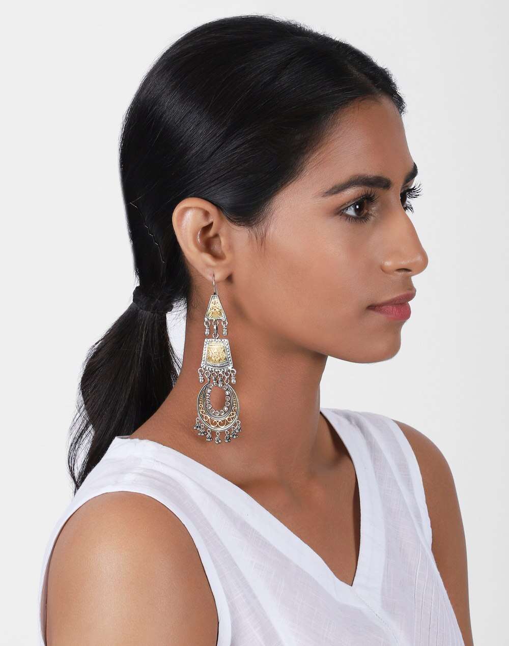 Silver Two Tone Dangler Earrings
