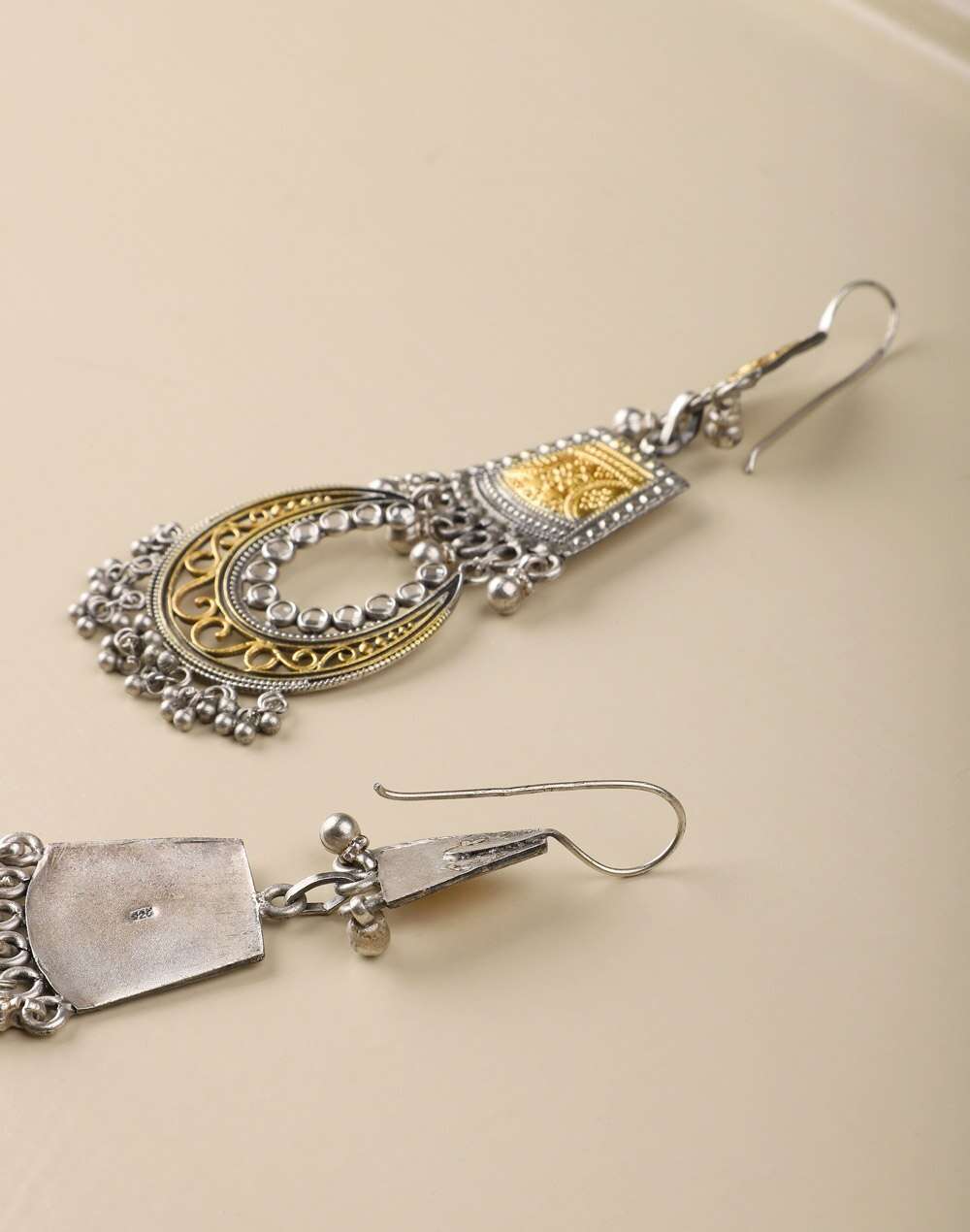 Silver Two Tone Dangler Earrings