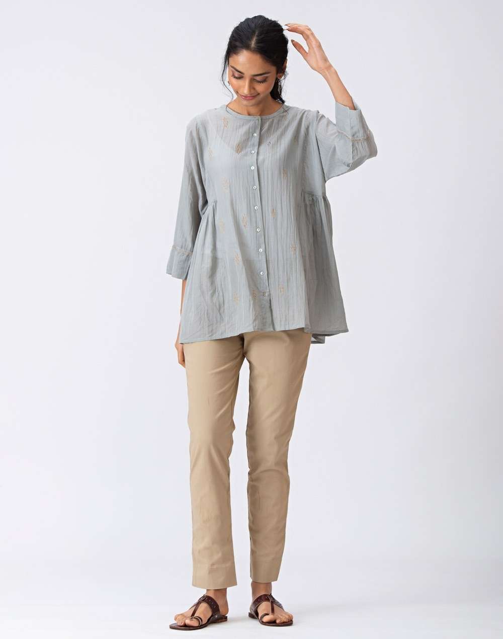 Cotton Viscose Embroidered Top