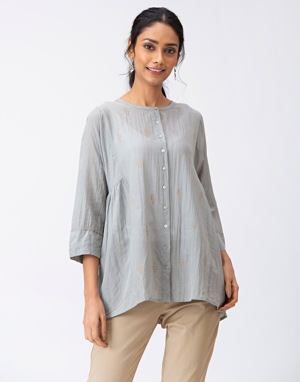 Cotton Viscose Embroidered Top
