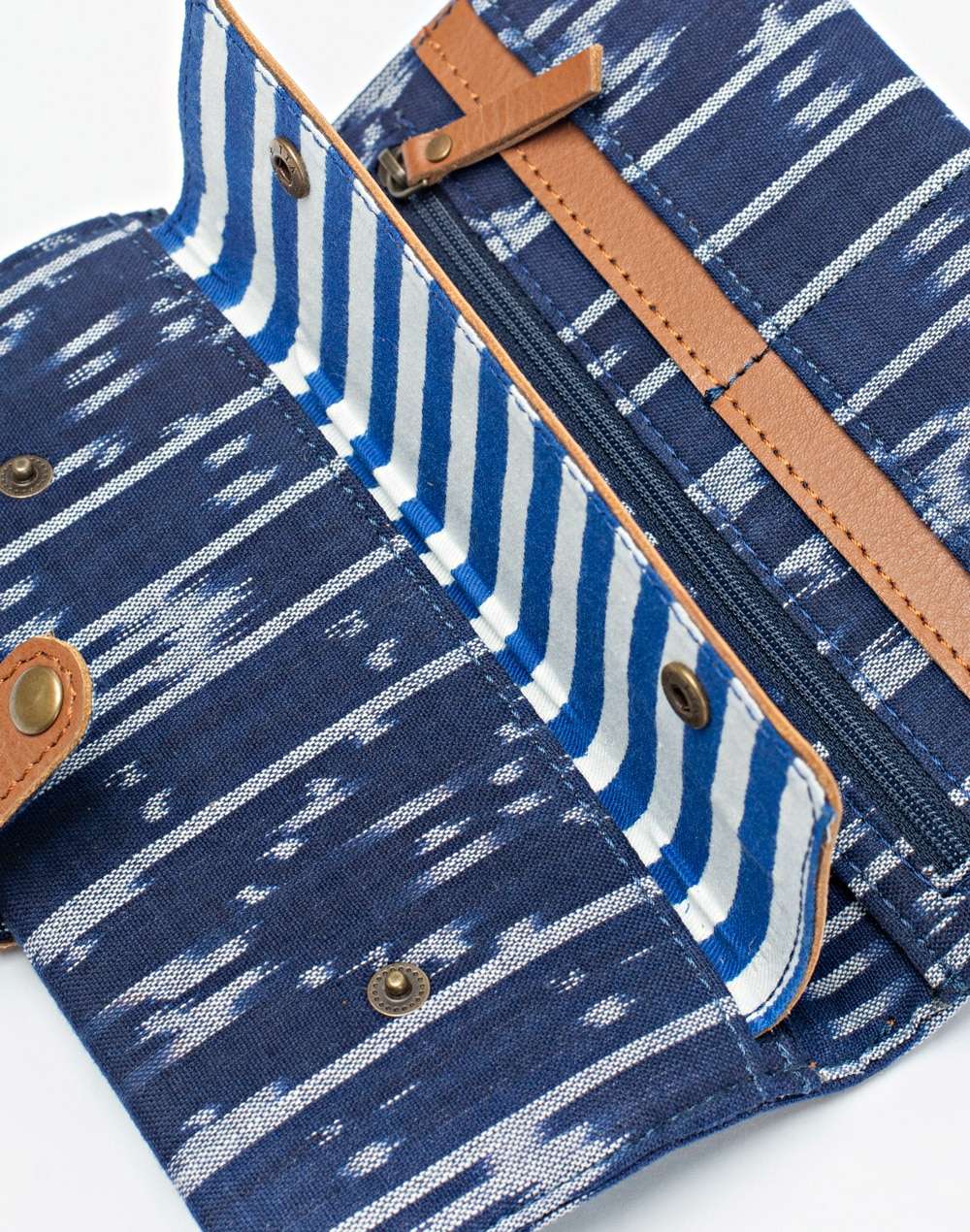 Cotton Leather Ikat Wallet