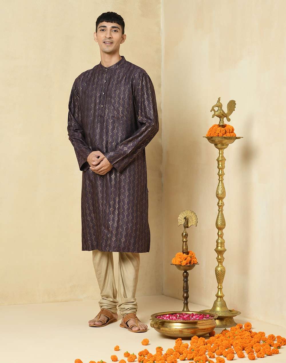 Wine� Viscose Silk Hand Block Printed Long Kurta