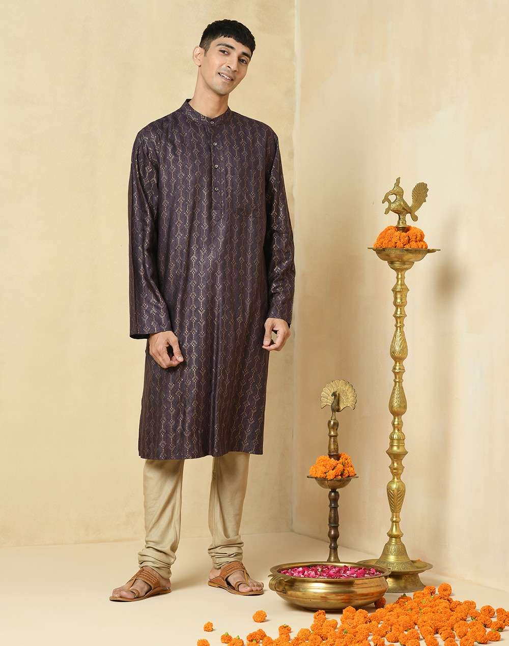 Wine� Viscose Silk Hand Block Printed Long Kurta