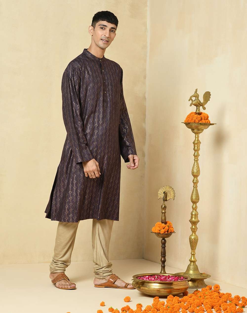 Wine� Viscose Silk Hand Block Printed Long Kurta