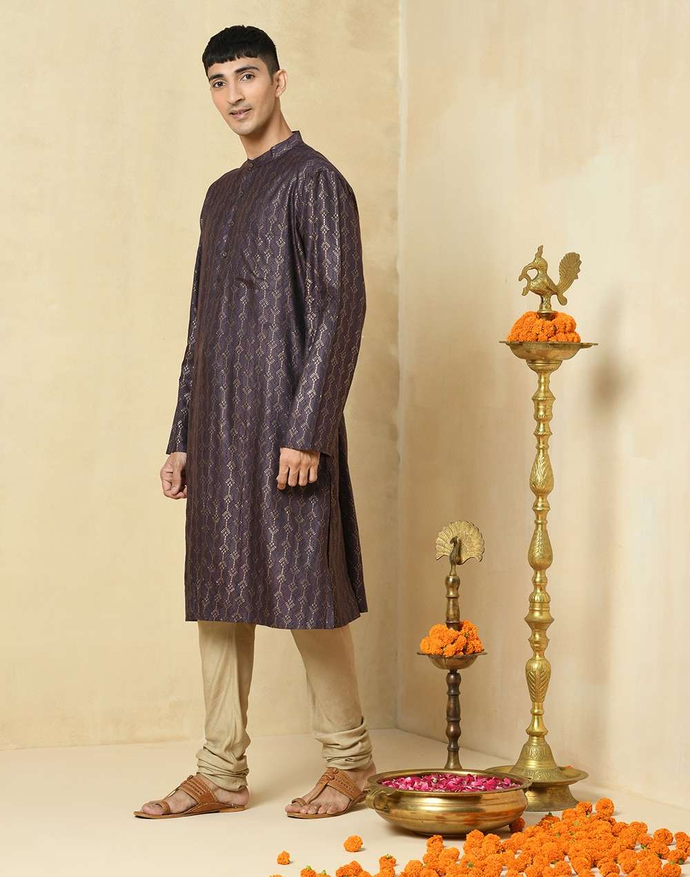 Wine� Viscose Silk Hand Block Printed Long Kurta