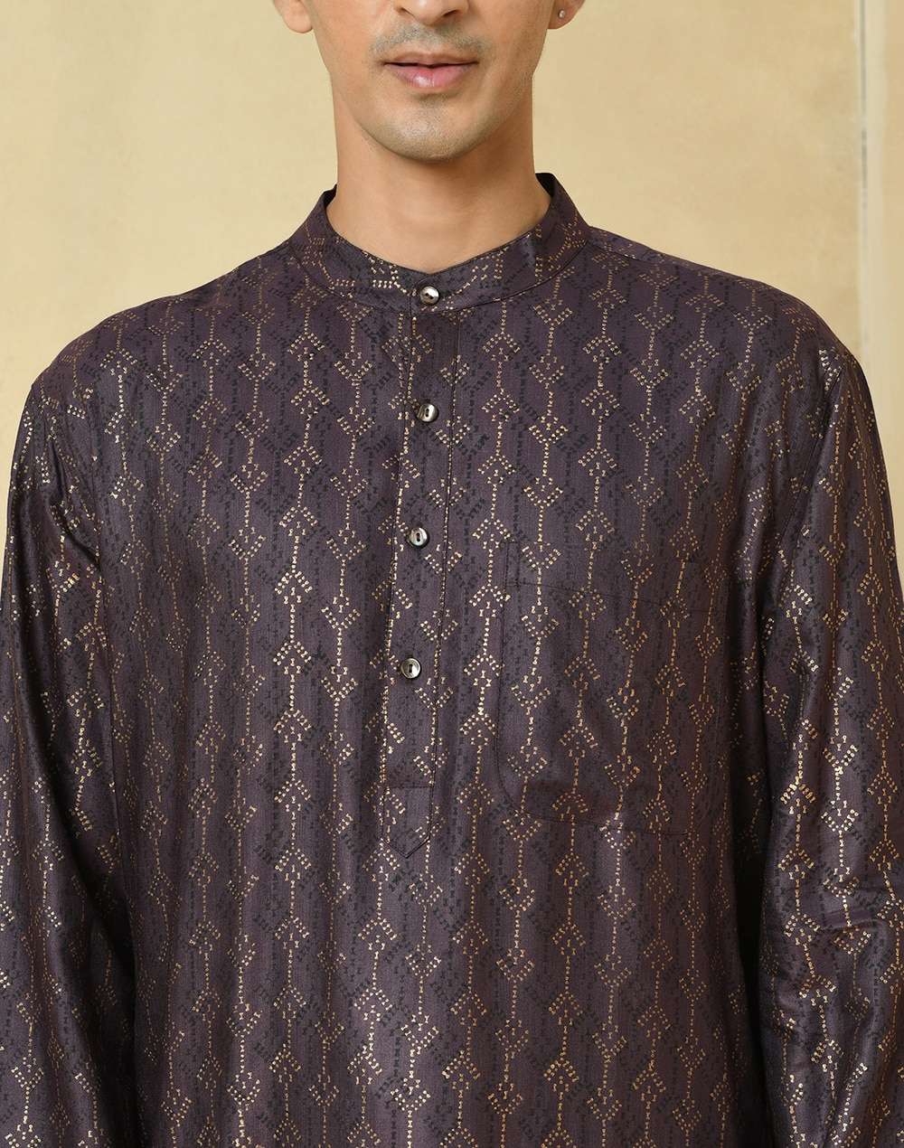 Wine� Viscose Silk Hand Block Printed Long Kurta