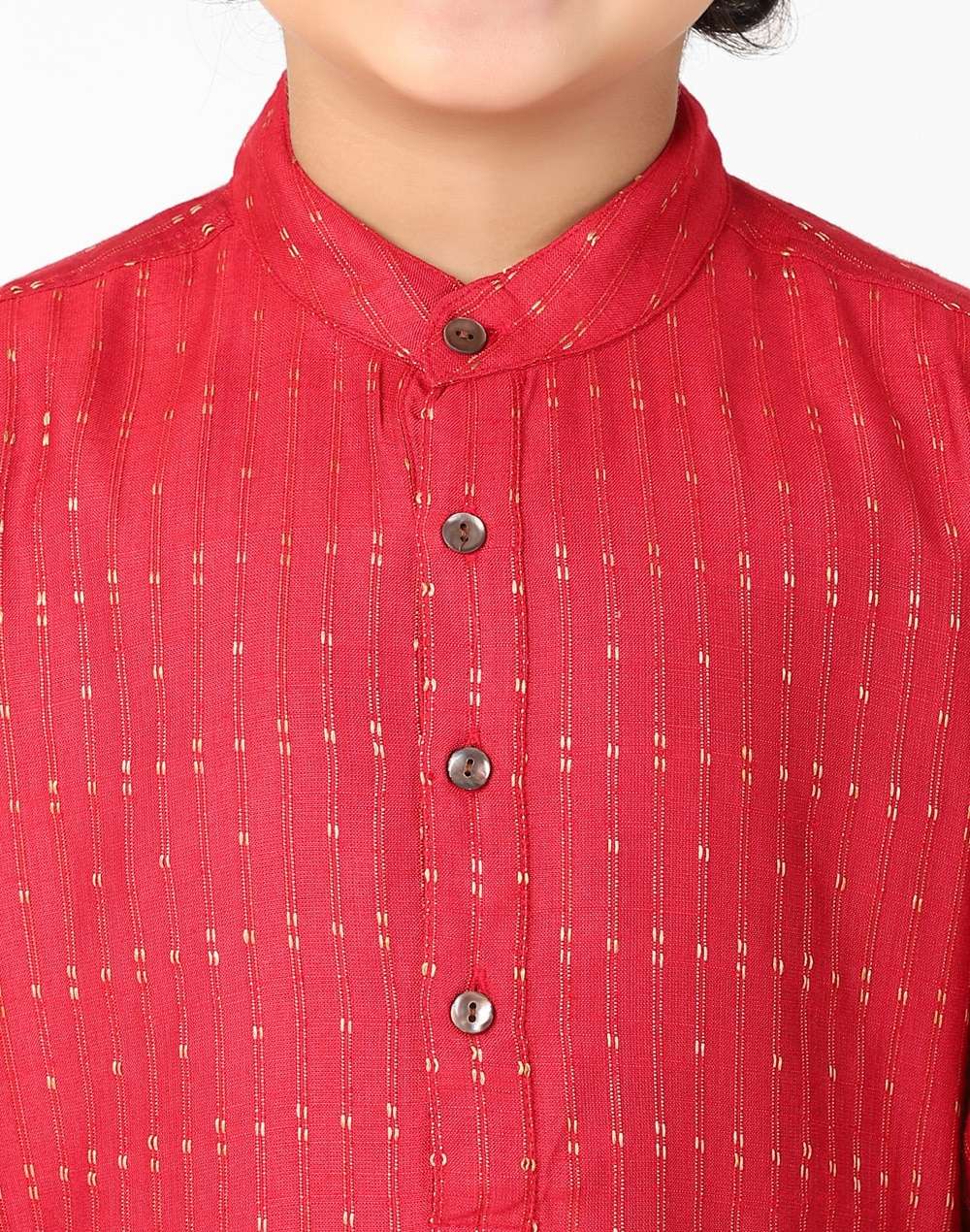 Red Viscose Blend Straight Long Kurta