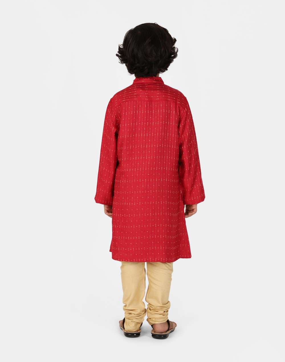 Red Viscose Blend Straight Long Kurta