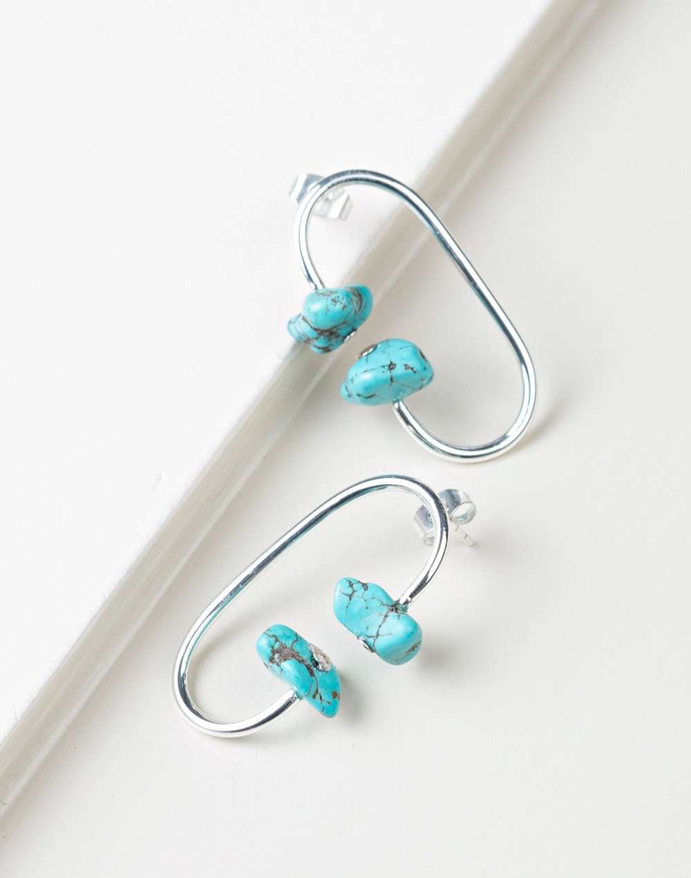 Metal Turquoise Dangler Earrings
