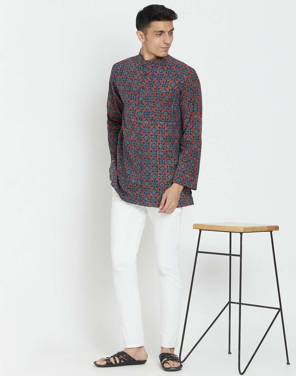 Cotton Jamaal Striped Short Kurta
