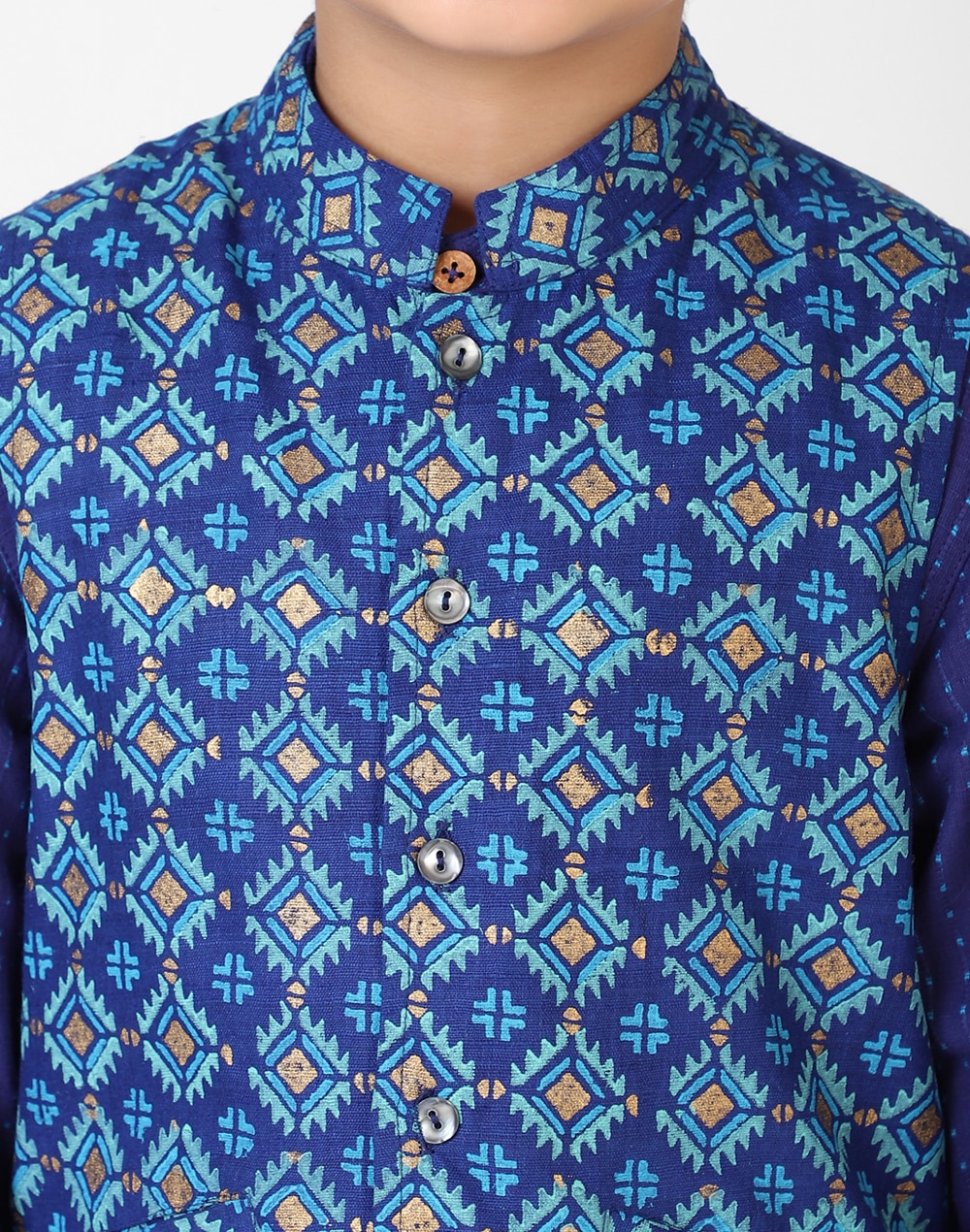 Silk Matka Printed Nehru Jacket