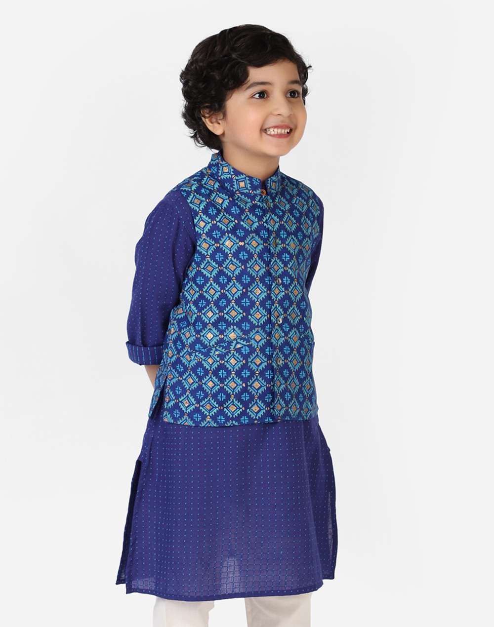 Silk Matka Printed Nehru Jacket