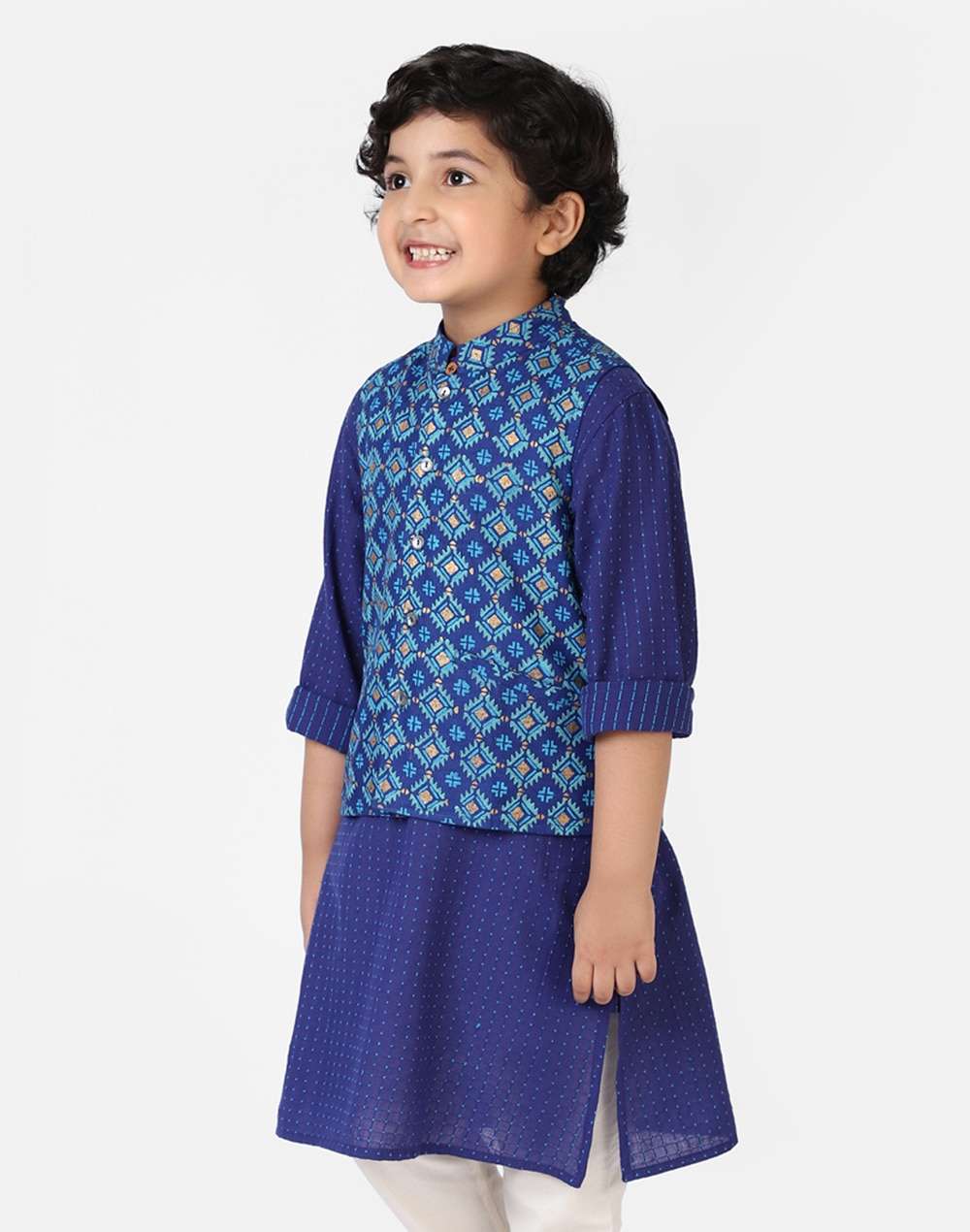 Silk Matka Printed Nehru Jacket