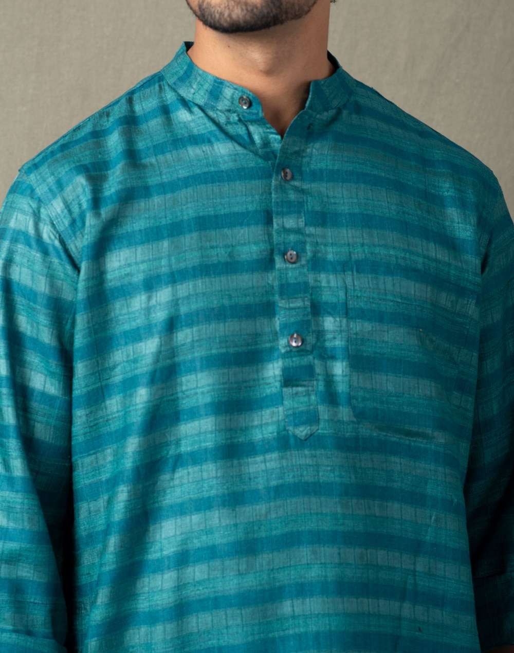Silk Tussar Ghicha Checks Long Kurta