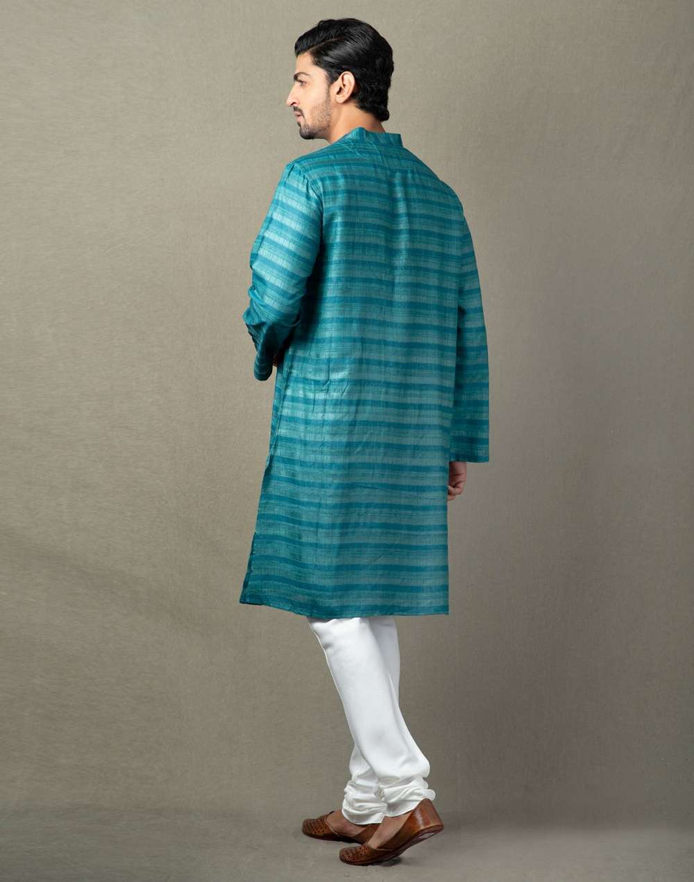 Silk Tussar Ghicha Checks Long Kurta